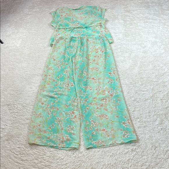 Y2K Intimates by Flora semi sheer mint green fairy pajama set - pants and top, L - Picture 2 of 15